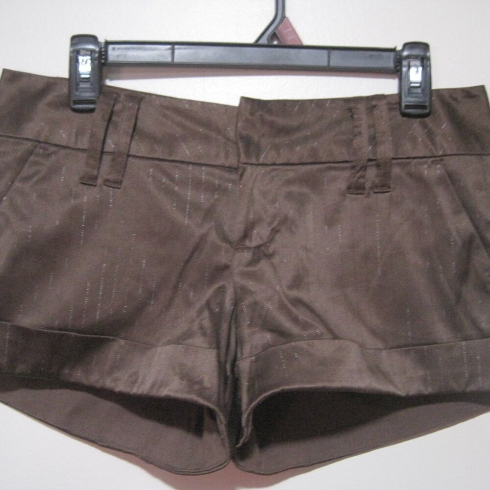 Charlotte Russe Women's Brown Hot Pants Shorts Cuffed Y2K Cottage Core Size 9